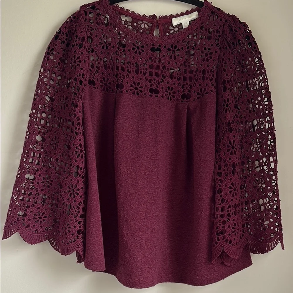 EUC Anthropologie eri + ali Purple Eyelet Knit Top XS​​​​